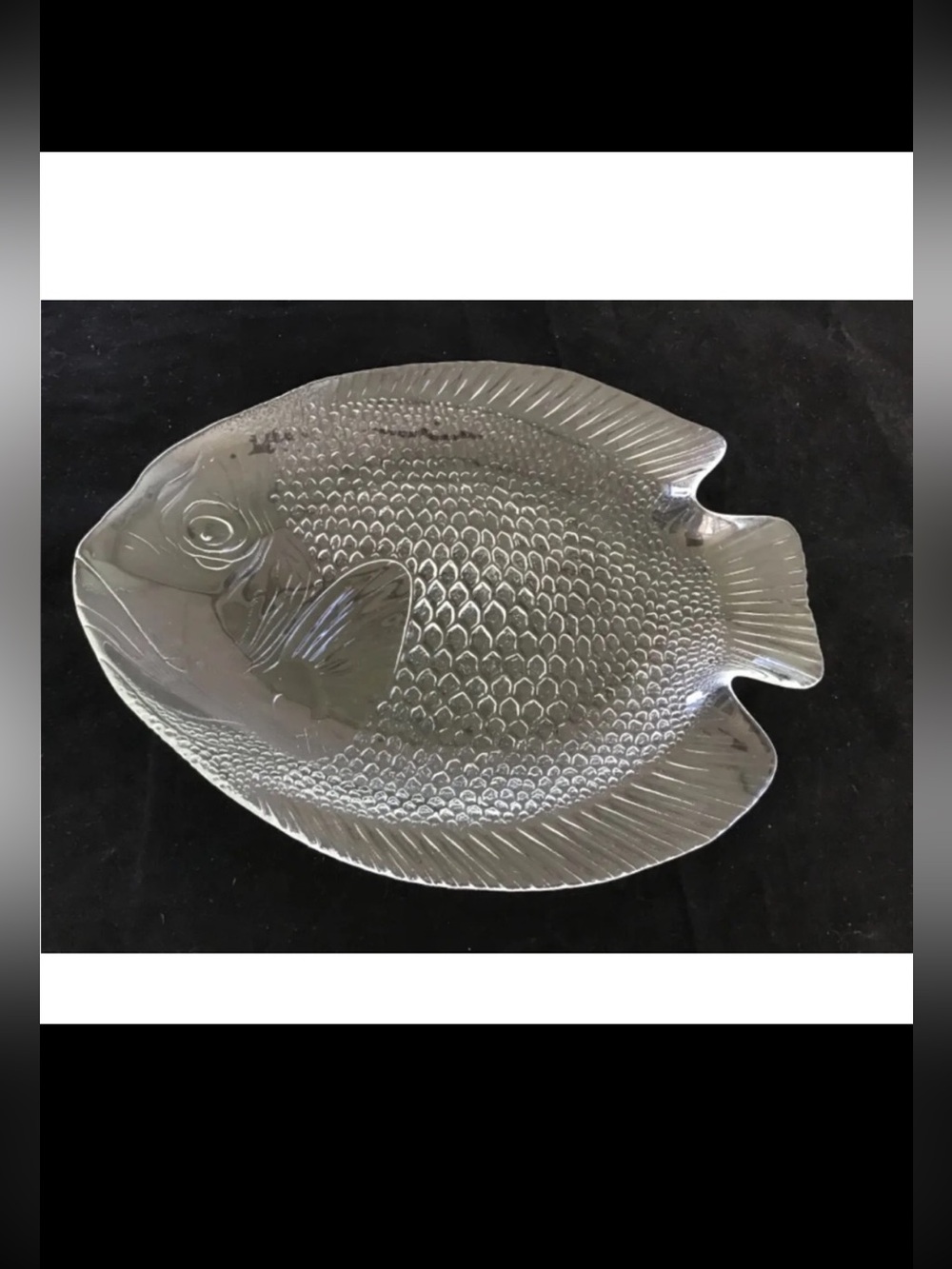 Vintage Arcoroc Fish Poisson Serving Platter Clear Glass 10”